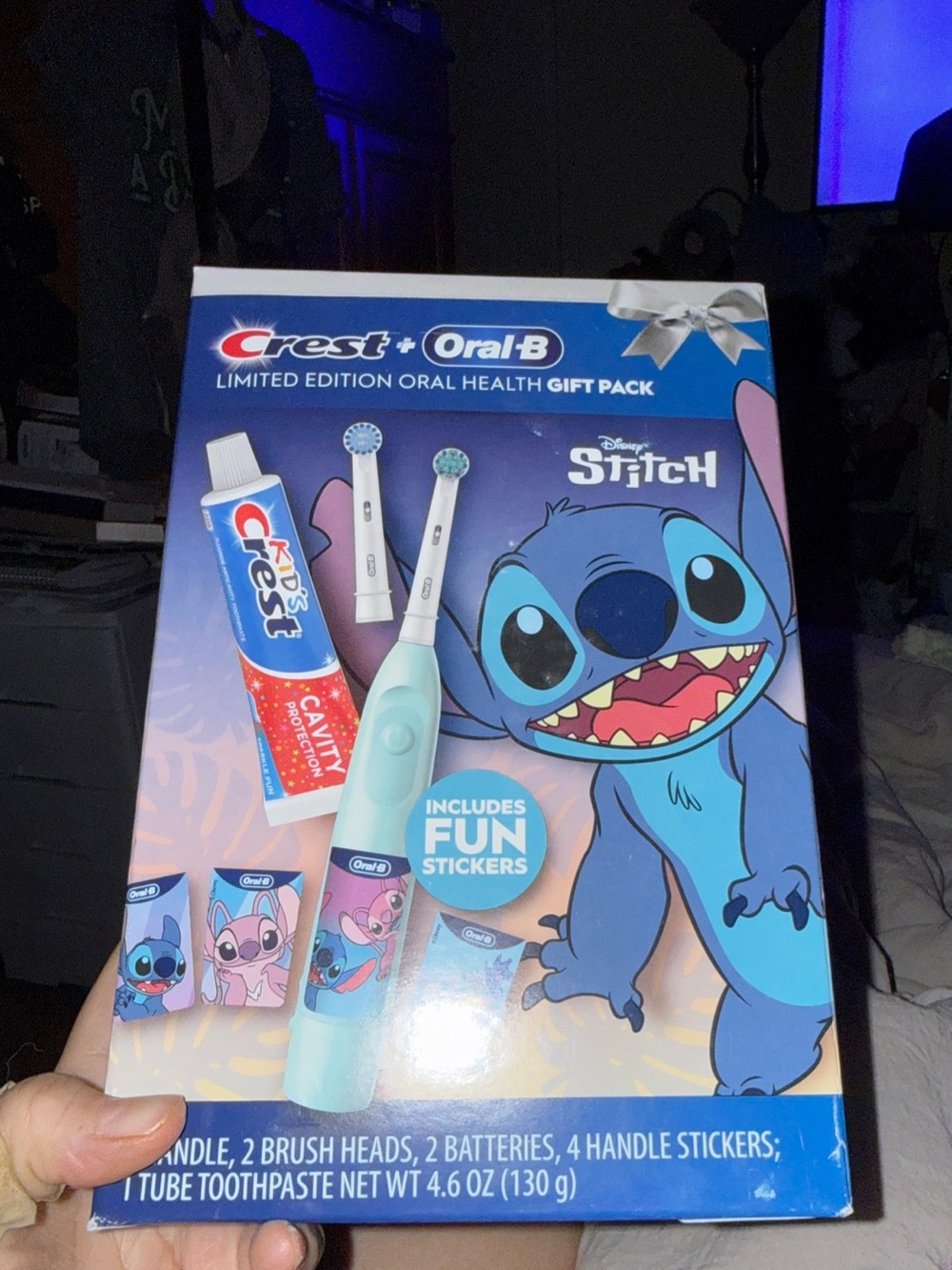 Crest + Oral-B Disney Stitch Kids Electric Toothbrush Gift Pack - Blue